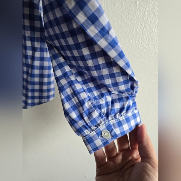 J. McLaughlin, Blue Gingham Woman's Shirt, Blue/White, Size Medium - Picture 5 of 9